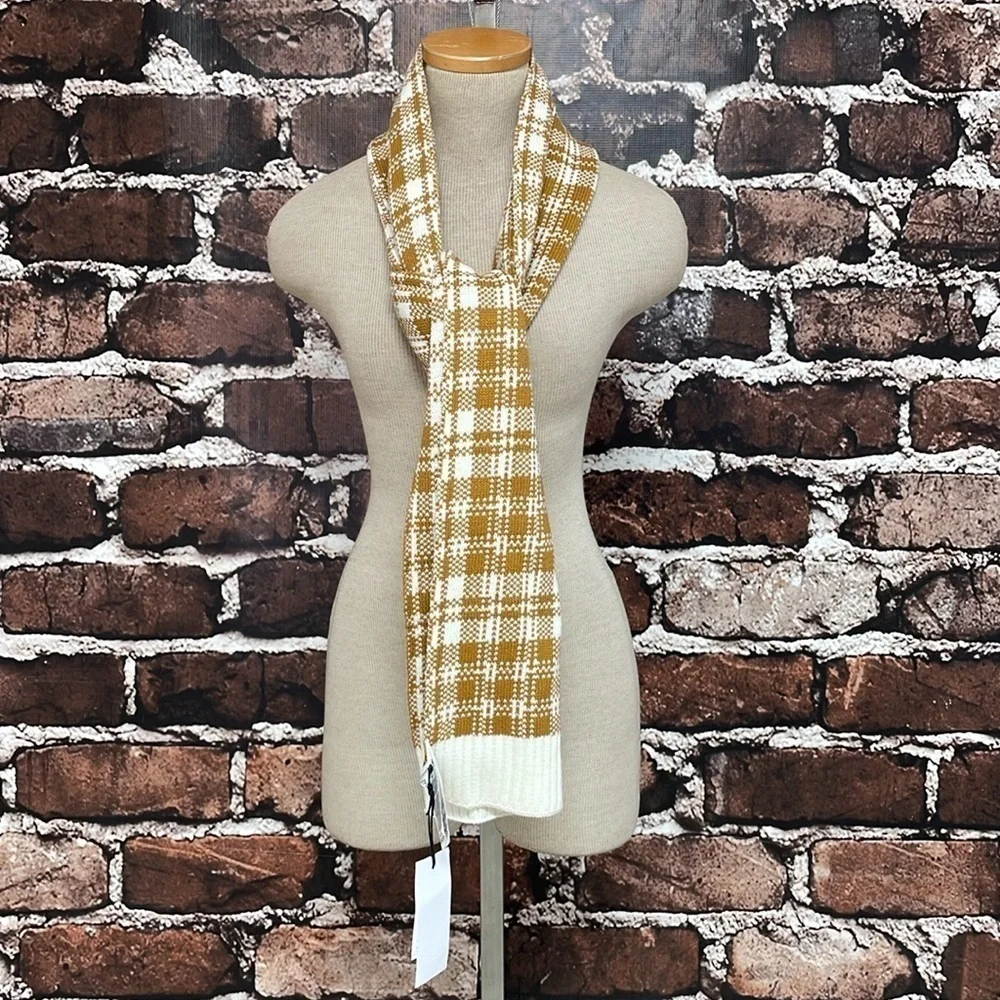 Timberland Scarf Women's One Size Cream Gold NWT Plaid